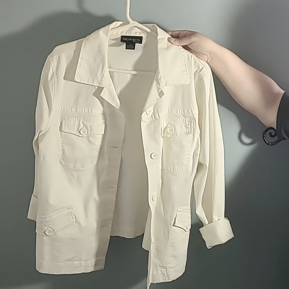White Jean jacket Style and Co
